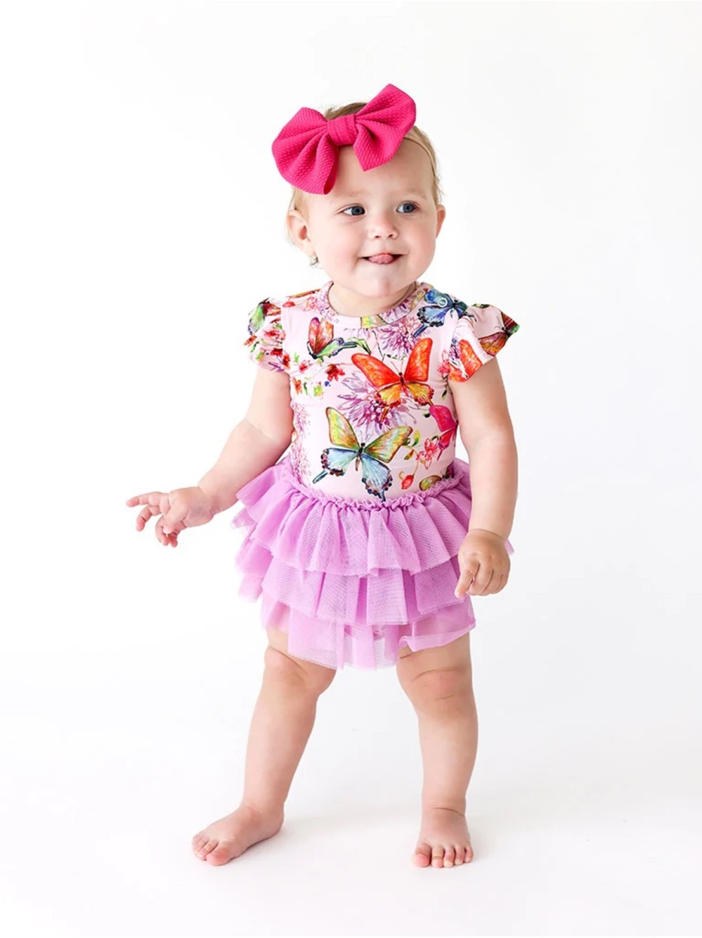 Posh Peanut Tulle Bodysuit Dress Watercolor Butterfly